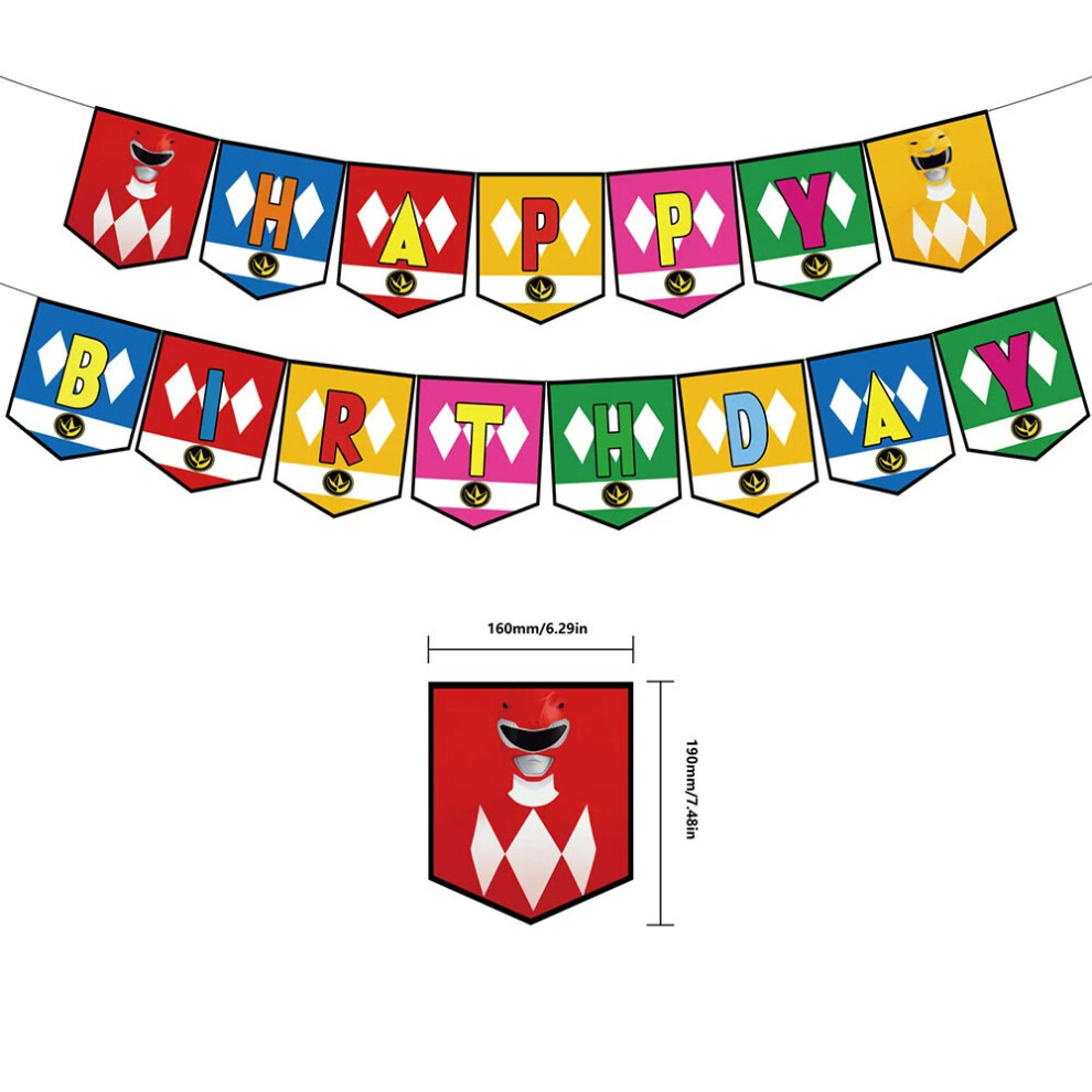 (1set Banner-2) Powered Rangering Ballons Hero Latex Balloons Masks Ninja Party Decorations Happy Birthday Banner Cake Topper Swirls Spiral Toy-image-OPC-PGZJ9DQ-NEW