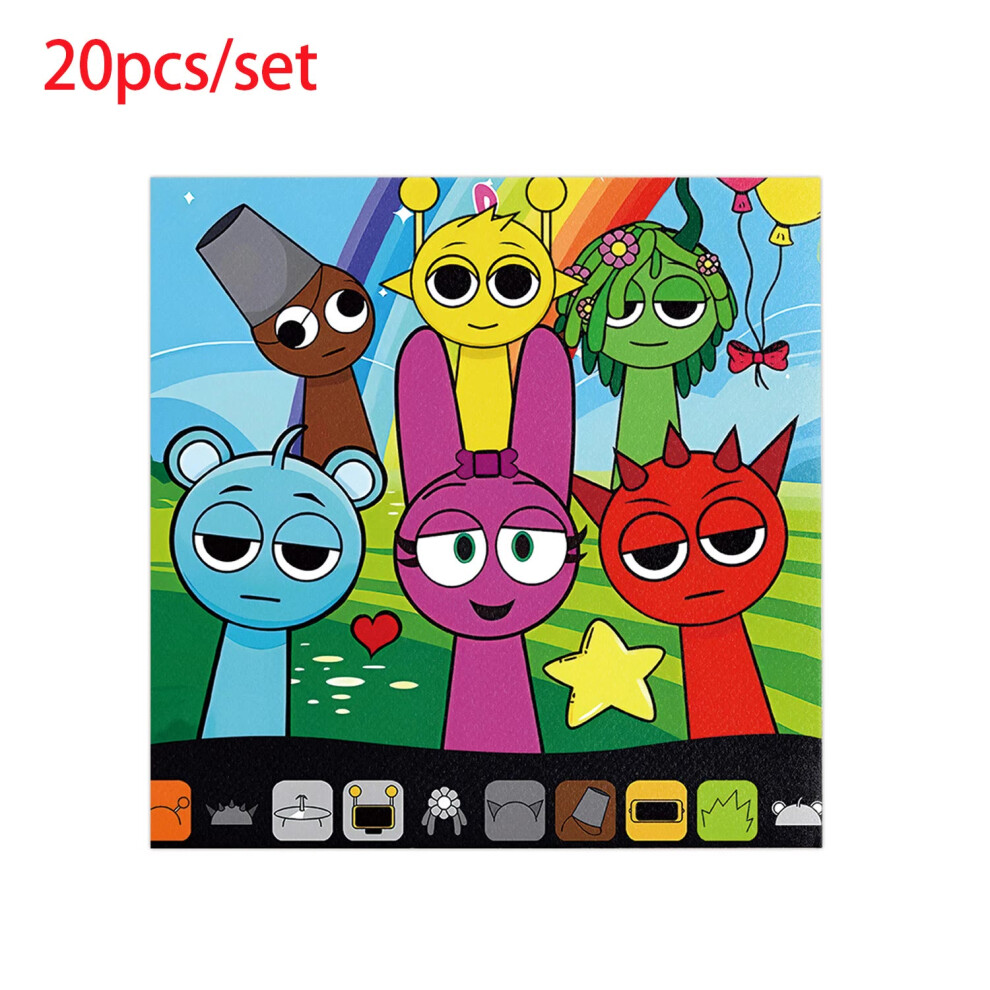 (napkin, Other) Incredibox Sprunki Birthday Party Decoration Sprunki Balloon Cup Plate Napkin Tablecloth Split Sales Sprunki Party Supplies