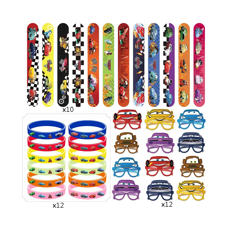 (34pcs set) Lightning Macqueen Car Keychains Stickers Straw Party Decoration Bracelet for Kids Party Favors Wrist Bands Pinata Party Gift-image-OPC-PGZJN6Y-NEW