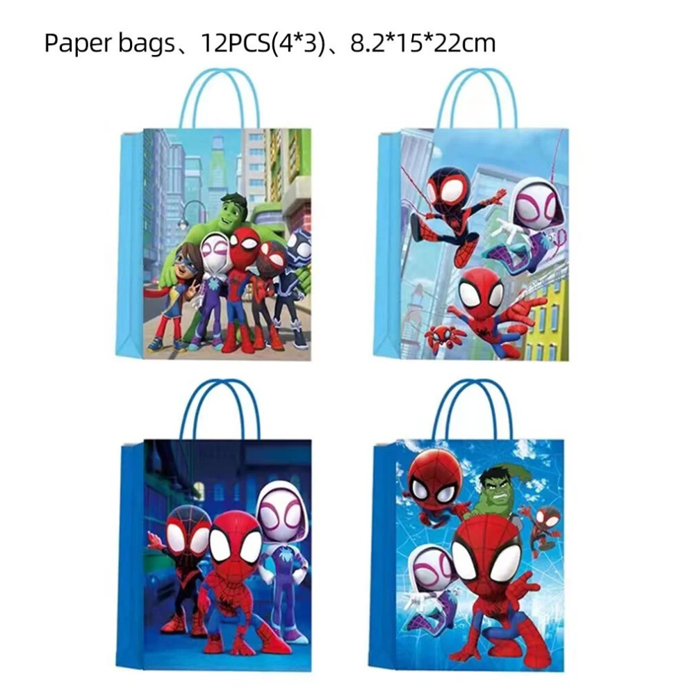 (paper bag-12pcs) Spidey and His Amazing Friends Stampers Stickers for Kids Favor Gifts Spiderman Straws Seal Spidey Party Decor Bag Stuffer Part-image-OPC-PGZJSDV-NEW
