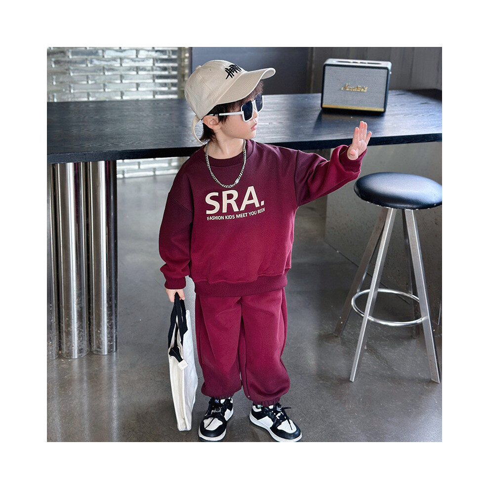 (Burgundy,110cm)Ensemble sweat à capuche et pantalon long garçon magnifiquement conçu pour tout-petits élégants