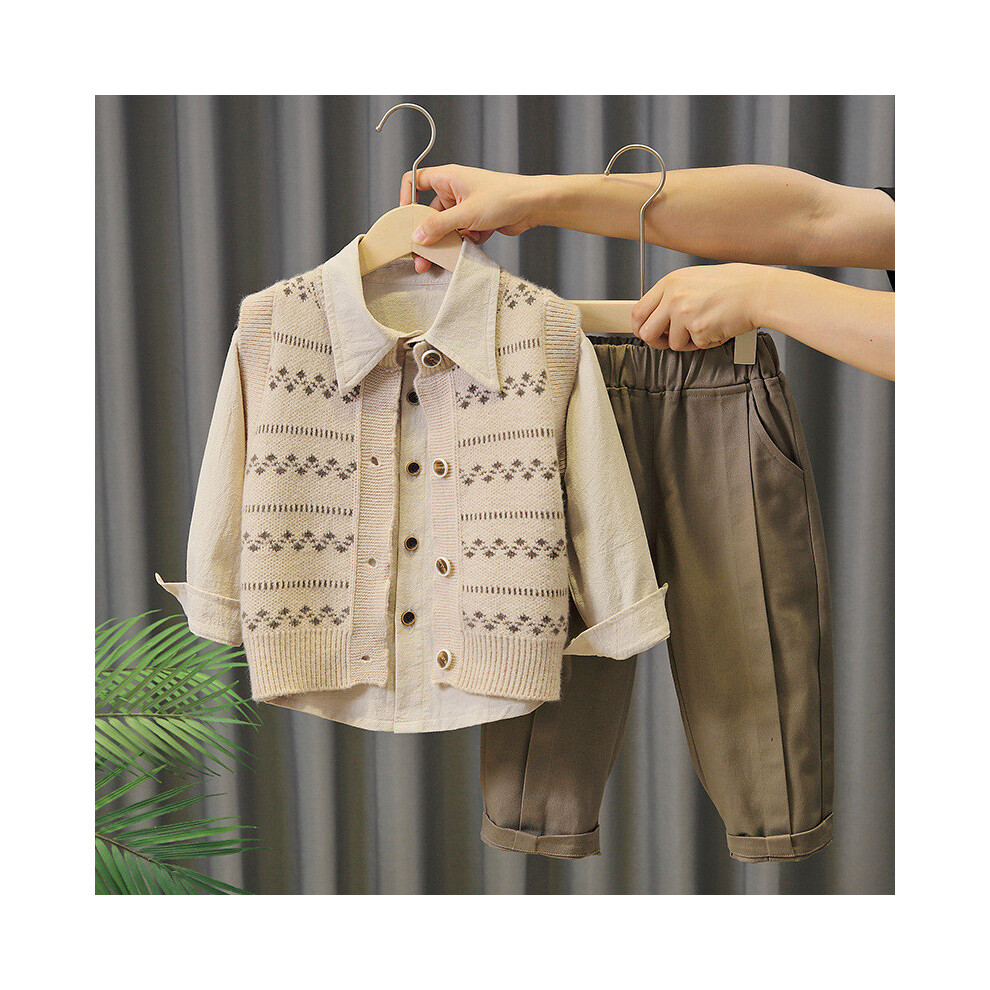 (StyleC,150cm)Ensemble élégant bébé garçon automne tricot tenue gilet confortable pull pantalon pour 3 à 8 ans