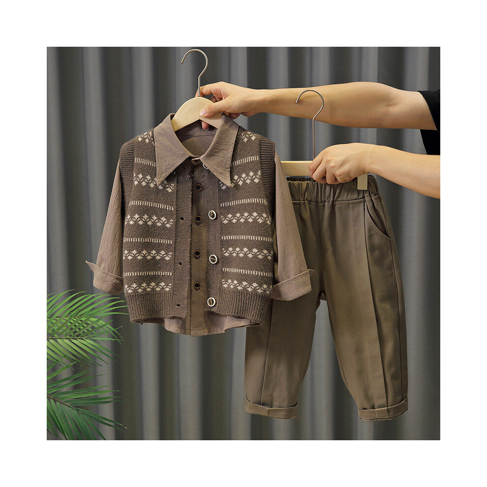 (StyleD,100cm)Ensemble élégant bébé garçon automne tricot tenue gilet confortable pull pantalon pour 3 ans 8 à
