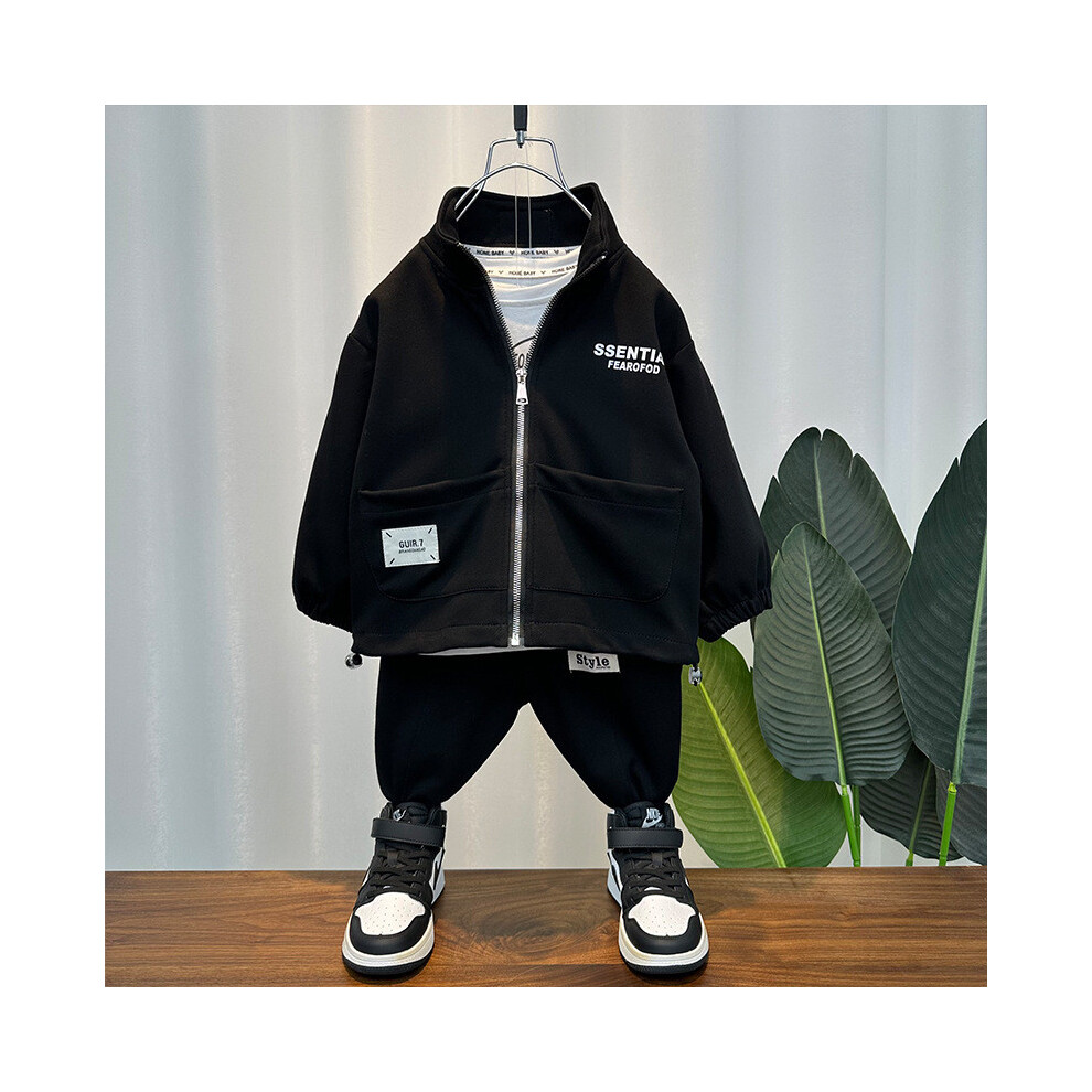 (Black,100cm)Ensemble tenue printemps et automne garçon polyvalent avec veste et pantalon élégant confortable