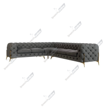 (Grey Velvet, 5 Seater Corner Sofa) SnoozeOnline Velvet Corner Sofa Chesterfield 4/5/6 Seater Corner Settee Chaise Lounge Couch Sofa For Living Room