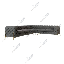 (Grey Velvet, 6 Seater Corner Right Hand) SnoozeOnline Velvet Corner Sofa Chesterfield 4/5/6 Seater Corner Settee Chaise Lounge Couch Sofa For Living Room