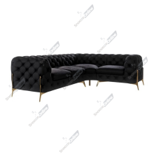 (Black Velvet, 4 Seater Corner Right Hand) SnoozeOnline Velvet Corner Sofa Chesterfield 4/5/6 Seater Corner Settee Chaise Lounge Couch Sofa For Living Room