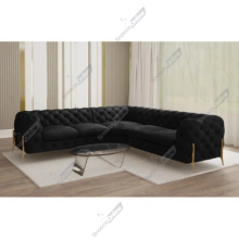 (Black Velvet, 5 Seater Corner Sofa) SnoozeOnline Velvet Corner Sofa Chesterfield 4/5/6 Seater Corner Settee Chaise Lounge Couch Sofa For Living Room