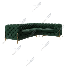 (Green Velvet, 4 Seater Corner Right Hand) SnoozeOnline Velvet Corner Sofa Chesterfield 4/5/6 Seater Corner Settee Chaise Lounge Couch Sofa For Living Room