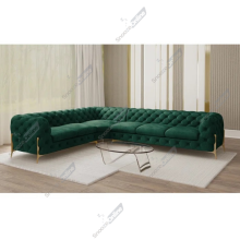 (Green Velvet, 6 Seater Corner Left Hand) SnoozeOnline Velvet Corner Sofa Chesterfield 4/5/6 Seater Corner Settee Chaise Lounge Couch Sofa For Living Room