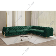 (Green Velvet, 6 Seater Corner Right Hand) SnoozeOnline Velvet Corner Sofa Chesterfield 4/5/6 Seater Corner Settee Chaise Lounge Couch Sofa For Living Room