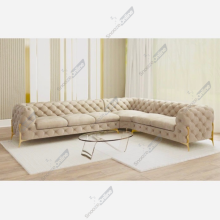 (Cream Velvet, 6 Seater Corner Right Hand) SnoozeOnline Velvet Corner Sofa Chesterfield 4/5/6 Seater Corner Settee Chaise Lounge Couch Sofa For Living Room