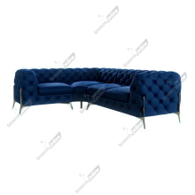 (Blue Velvet, 4 Seater Corner Left Hand) SnoozeOnline Velvet Corner Sofa Chesterfield 4/5/6 Seater Corner Settee Chaise Lounge Couch Sofa For Living Room