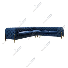 (Blue Velvet, 6 Seater Corner Right Hand) SnoozeOnline Velvet Corner Sofa Chesterfield 4/5/6 Seater Corner Settee Chaise Lounge Couch Sofa For Living Room