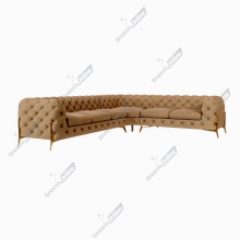 (Mink Velvet, 6 Seater Corner Left Hand) SnoozeOnline Velvet Corner Sofa Chesterfield 4/5/6 Seater Corner Settee Chaise Lounge Couch Sofa For Living Room