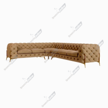 (Mink Velvet, 6 Seater Corner Right Hand) SnoozeOnline Velvet Corner Sofa Chesterfield 4/5/6 Seater Corner Settee Chaise Lounge Couch Sofa For Living Room