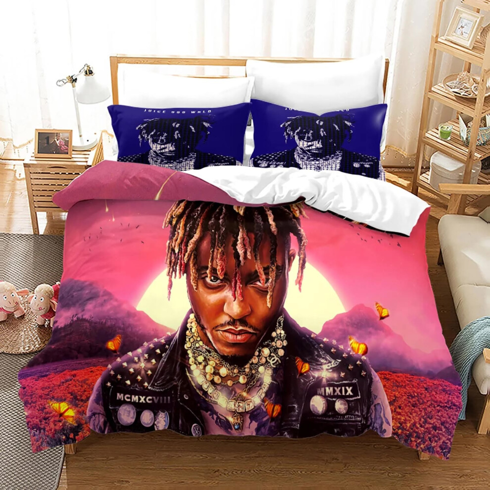 (Auburn, Eu Double 200x200cm) New Juice Wrld Bedding Set Single Twin Full Queen King Size Stars Juice Wrld Bed Set Aldult Kid Bedroom Duvetcover Sets 3D 018