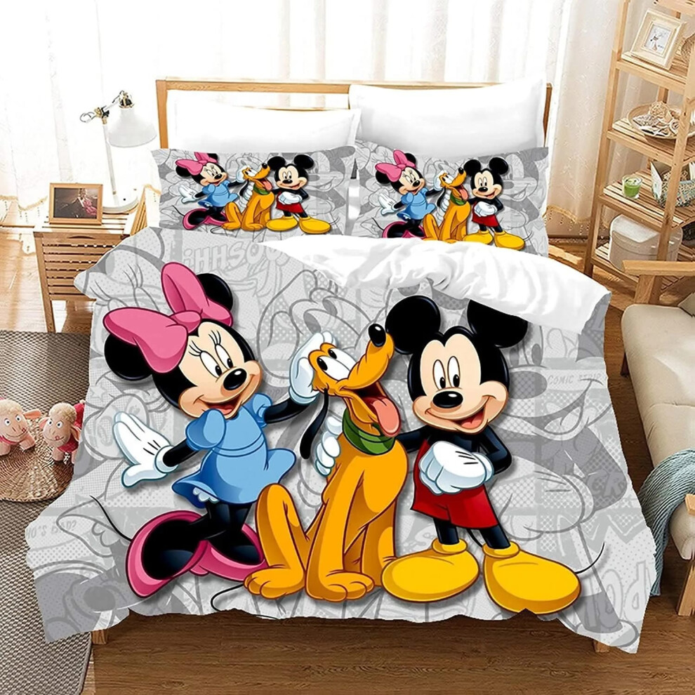 (2, 135x200cm 2pcs) Cartoon Mickey Minnie Duvet Cover,Mickey Mouse Bedding Set Case Comforter Cover Boy Girl Gift Double Single Bedroom Decor