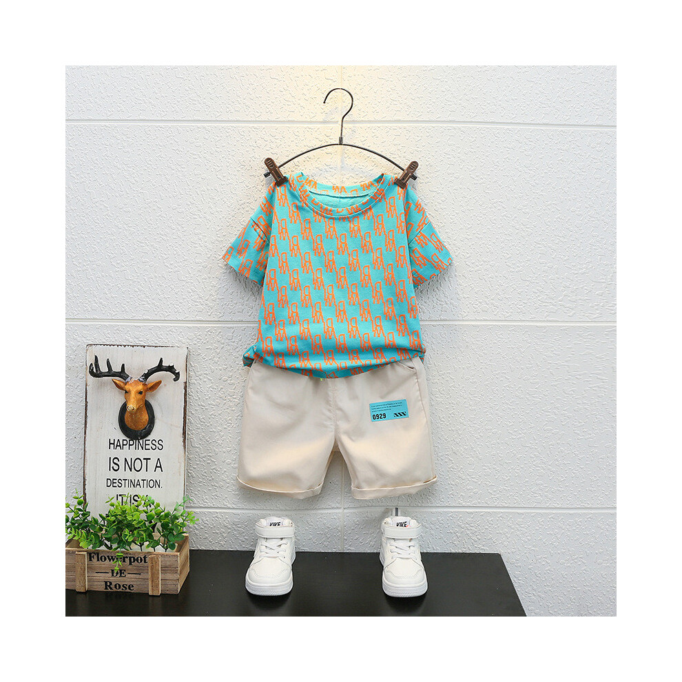 (Blue,130cm)Ensemble vêtements été garçon de qualité supérieure coton doux manches courtes enfant pour
