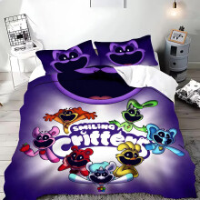 (SJT-173HJJ50A1, AU Single(140x210cm)) Art Anime smiling critters Duvet Cover Pillowcase Bedding Set Adult Boy Girl Bedroom Decoration Children Gift Single Double
