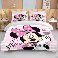 (3, EU Double 200x200cm) Minnie Mouse Bedding Sets Soft Comforter Cover Bed Cover Duvet Cover Pillow Case 2-3 Pieces Sets Bedroom Decoration