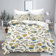 (16, 173x218cm) Minion Anime 100% Polyester Duvet Cover Set Bedding Queen Size Sets Cotton Cute Printed Cartoon Quilt Cover