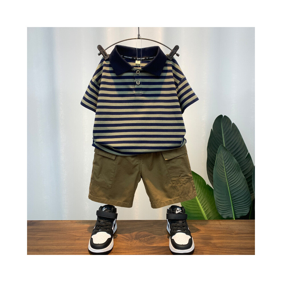 (StyleC)Ensemble vêtements été garçon style coréen tendance avec polo rayé coton doux et short léger pour 3 ans 8 à