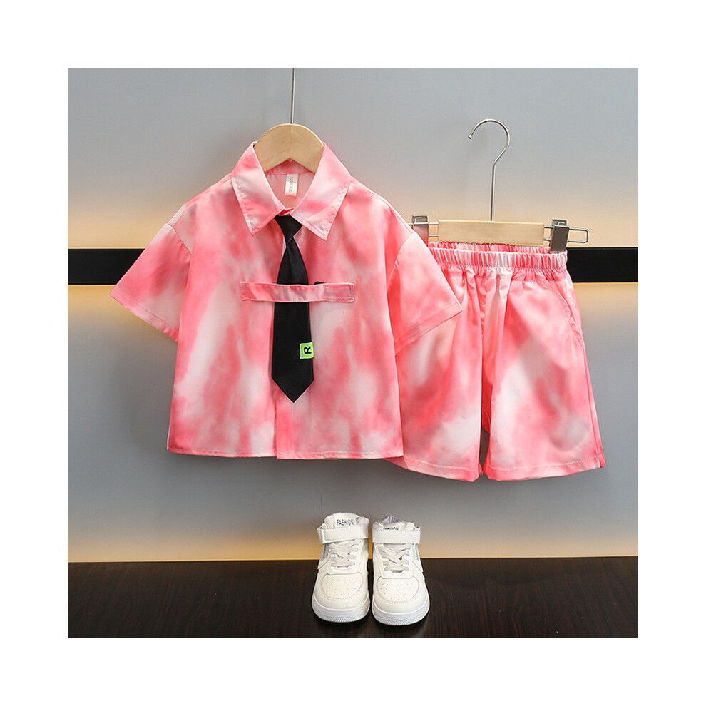 (StyleE)Élégant ensemble chemise à cravate été bébé garçon coton doux manches courtes short tenue pour 3 ans 8 à