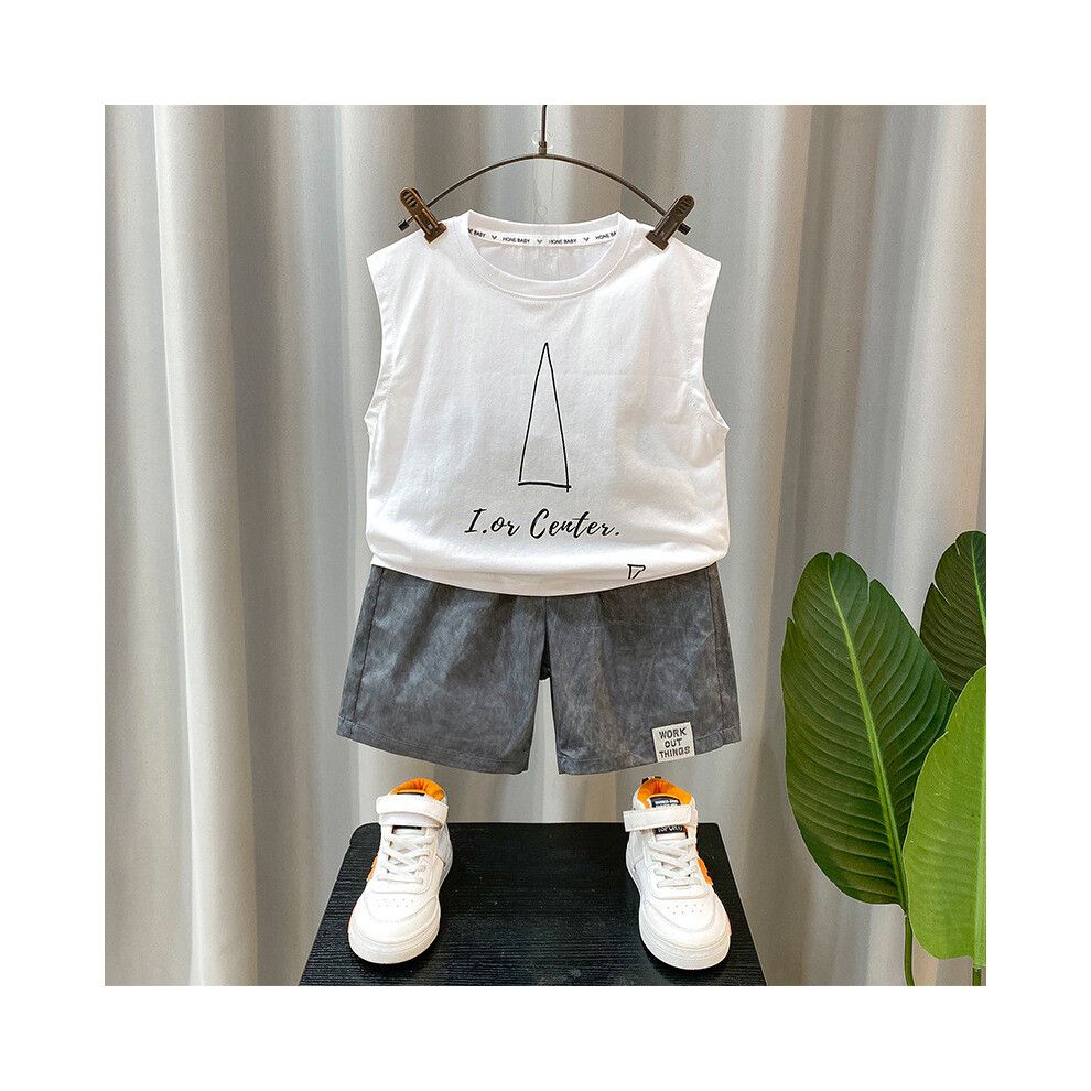 (White,130cm)Ensemble gilet garçon cool et élégant nouveautés été tenue sans manches pour enfant