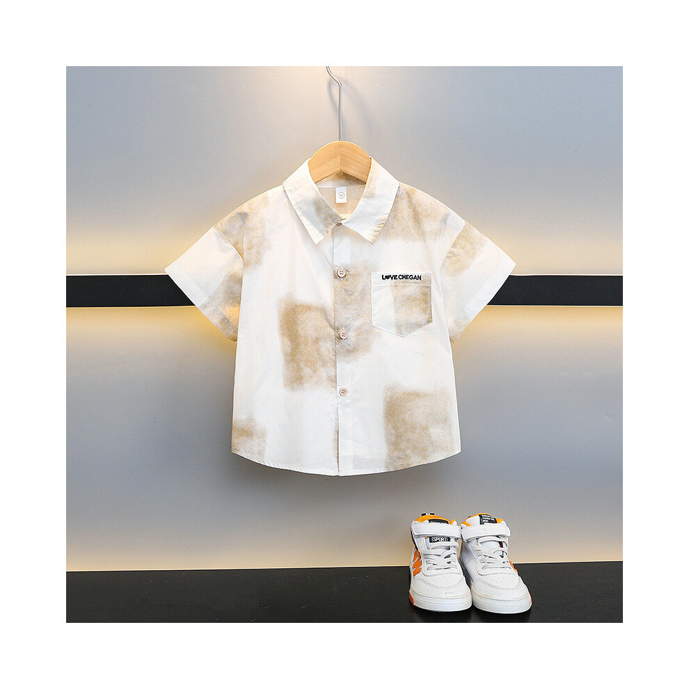 (White Shirt,90cm)Chemise rose douce légère garçon pour été élégante manches courtes mode enfant