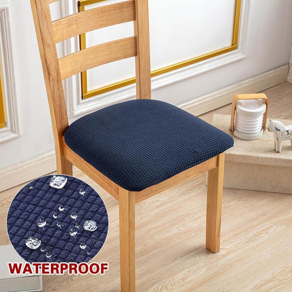 (navy, Universal) Waterproof Chair Seat Cover Dining Room Chair Covers Removable Washable Elastic Cushion Covers For Upholstered Dining Chair