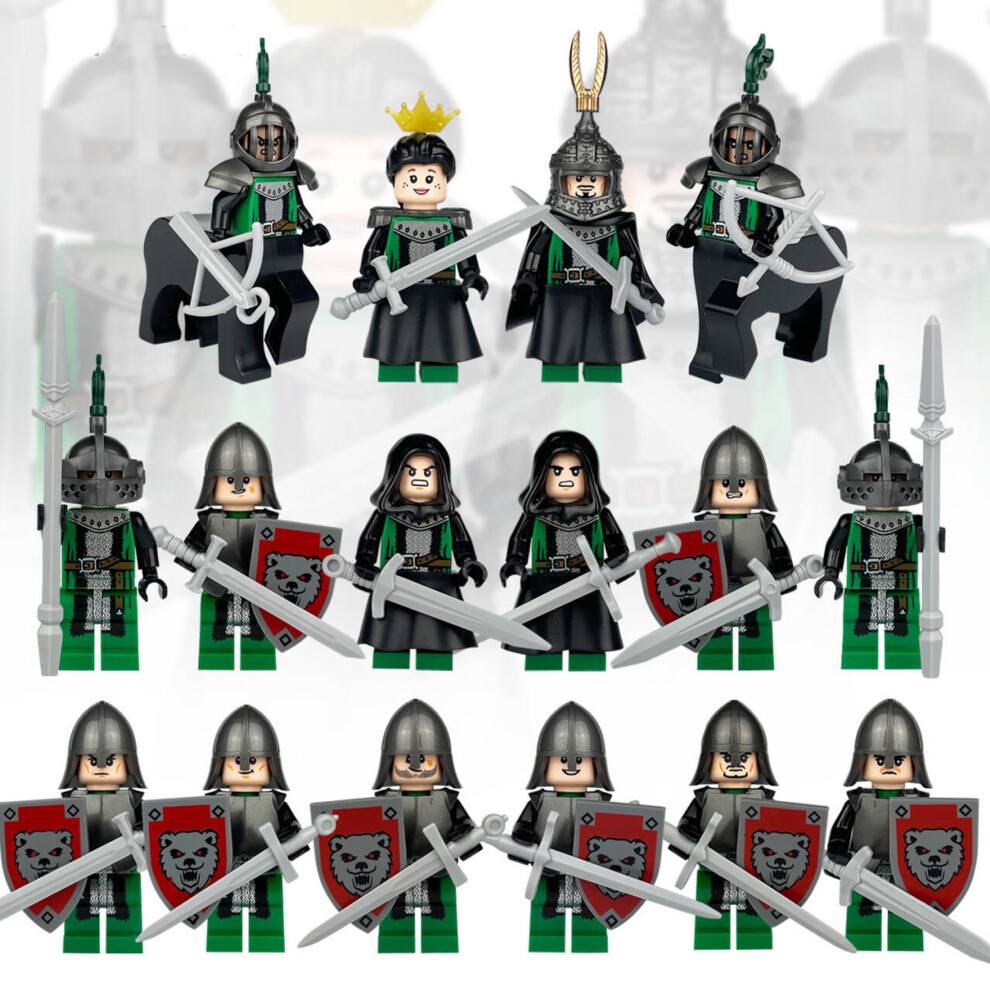 Bonxaif (16Pcs Medieval Knights -C) 48Pcs Medieval Knights Dragon Soldiers Building Castles Minifigures Fits Lego