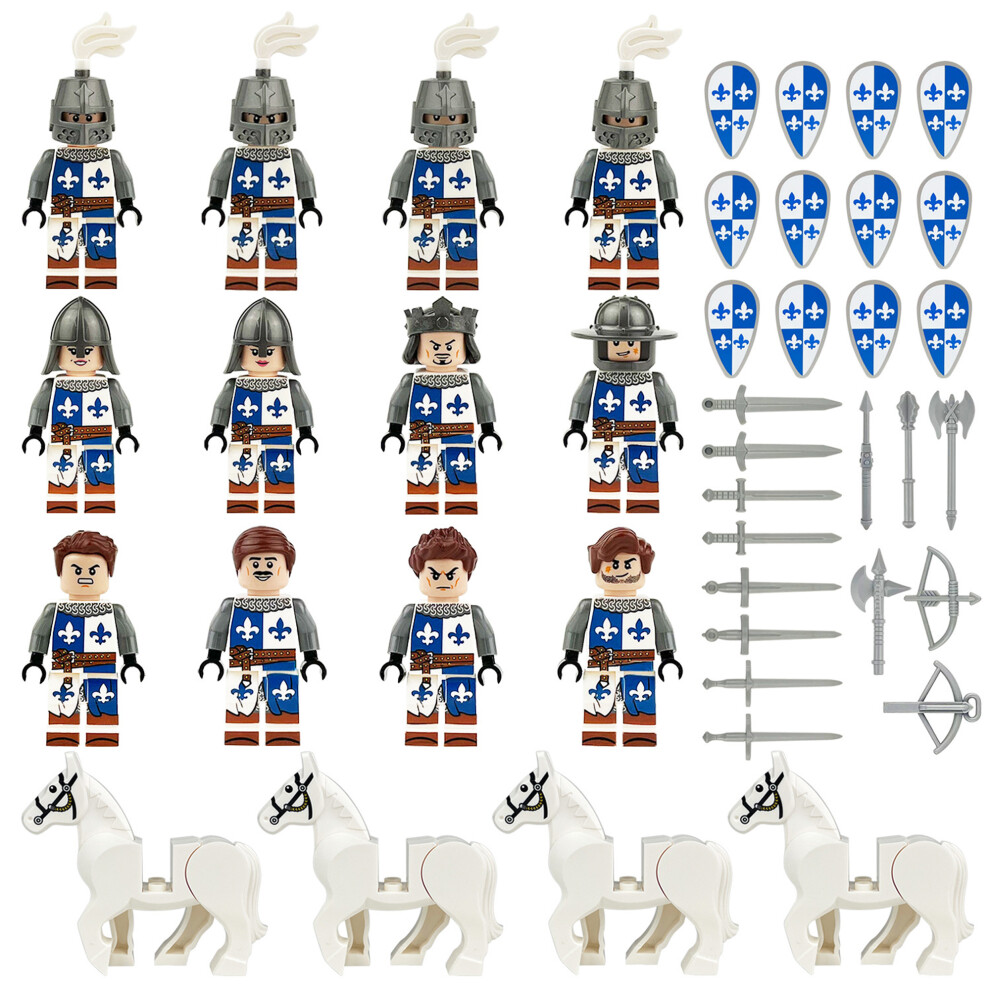 Bonxaif (16Pcs Medieval Knights -F) 48Pcs Medieval Knights Dragon Soldiers Building Castles Minifigures Fits Lego