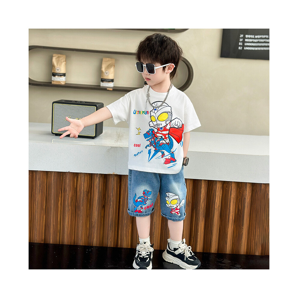(White,120cm)Ensemble manches courtes été garçon Ultraman tenue sport style coréen exclusive