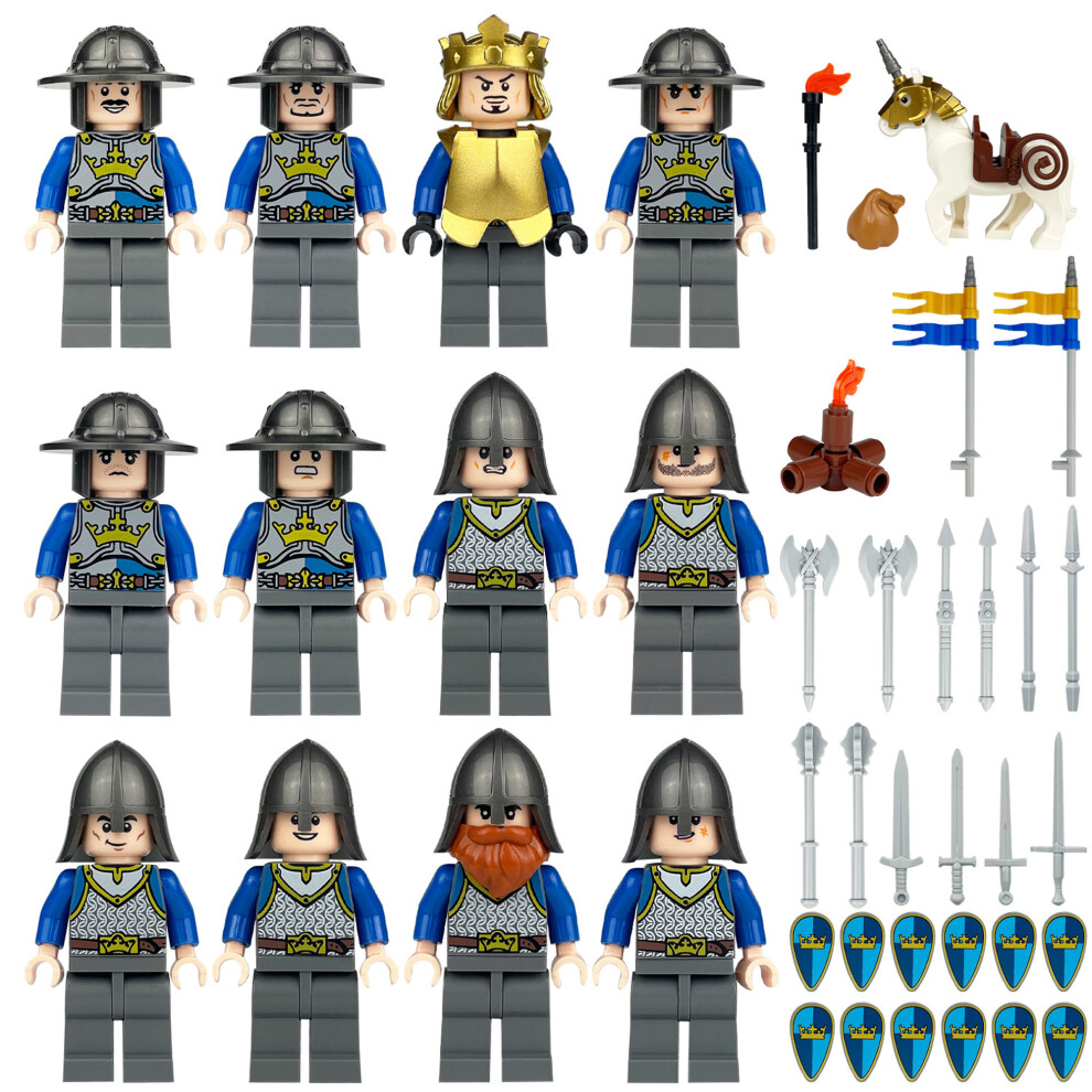 Bonxaif (12Pcs Medieval Knights -1) 48Pcs Medieval Knights Dragon Soldiers Building Castles Minifigures Fits Lego