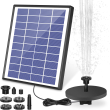 AISITIN 6.5W Solar Water Fountain, Built-in 1500 mAh Battery, Upgraded Solar Pond Pump, Water Pump, Solar Floating Fountain Pump with 6 Fountain