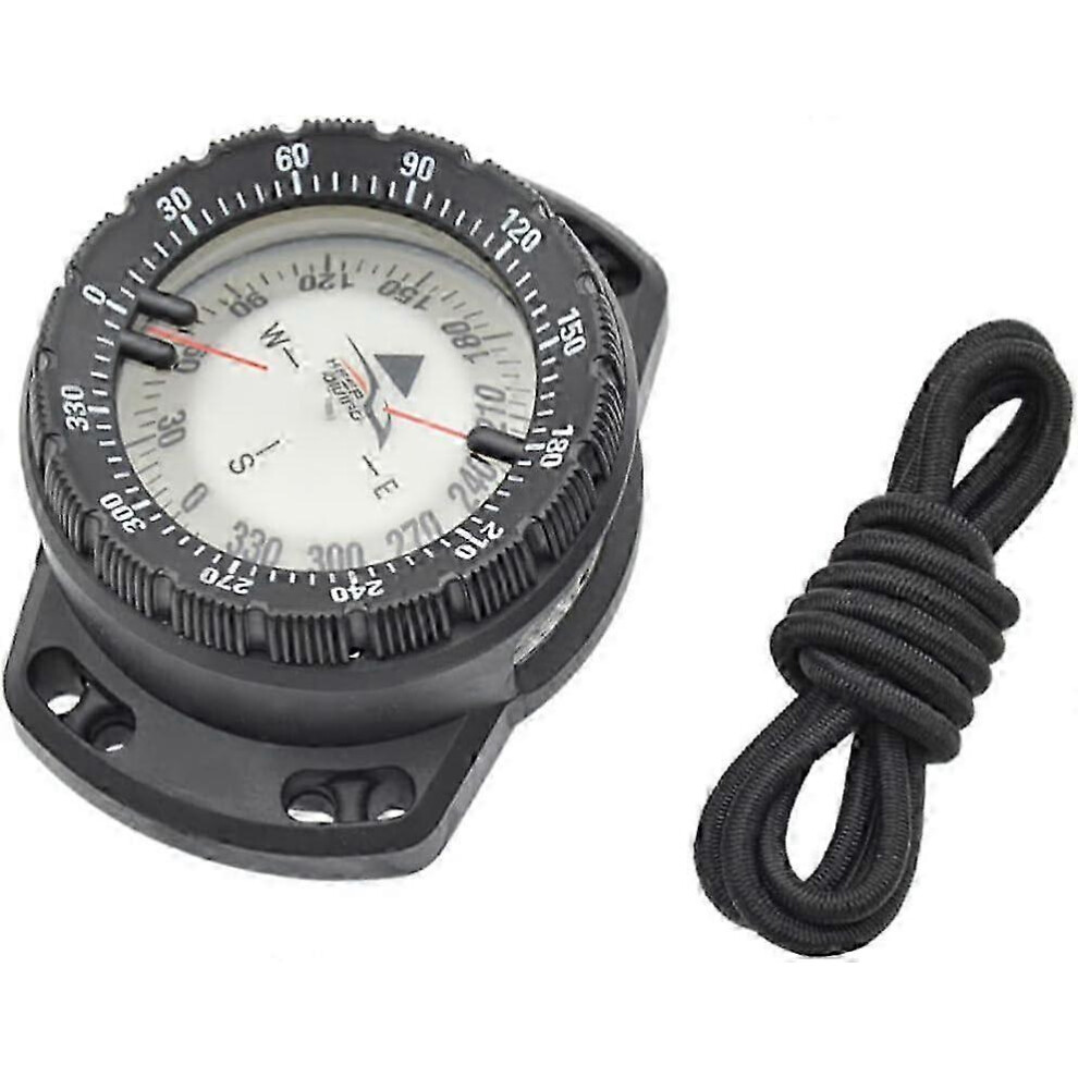 (As Show, One Size) Dive Compass Scuba Luminous Wrist Compass Waterproof Underwater Navigation Compass With Bungee Night Vision Black Boat Compasses(B 5063595930003