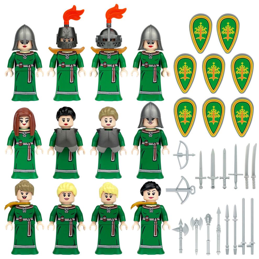Bonxaif (12Pcs Medieval Knights -7) 48Pcs Medieval Knights Dragon Soldiers Building Castles Minifigures Fits Lego