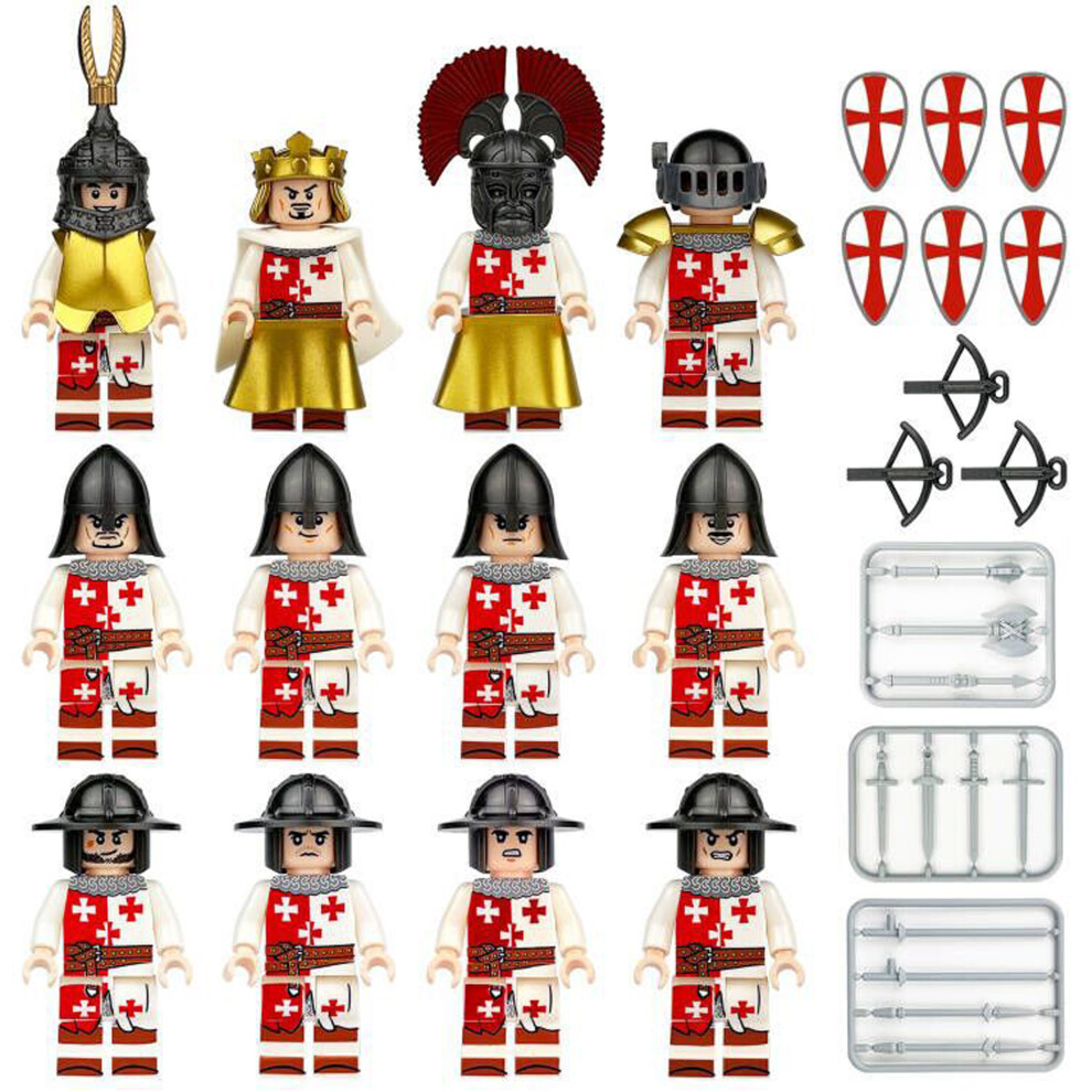 Bonxaif (12Pcs Medieval Knights -8) 48Pcs Medieval Knights Dragon Soldiers Building Castles Minifigures Fits Lego