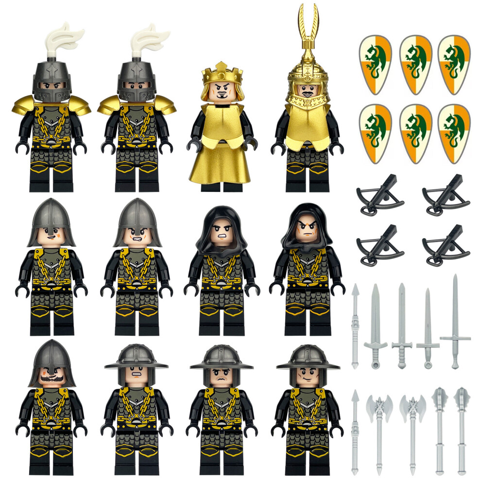 Bonxaif (12Pcs Medieval Knights -9) 48Pcs Medieval Knights Dragon Soldiers Building Castles Minifigures Fits Lego
