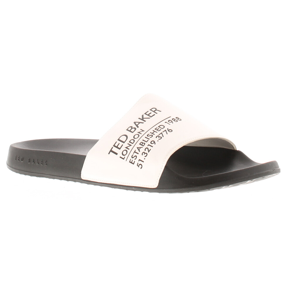 (White, 11 (Adults')) Ted Baker Mens Beach Sandals Aziell Sliders Slip On White Black UK Size