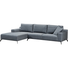 FIRAGO CORNER LEFT HAND SOFA GREY FABRIC VELVET