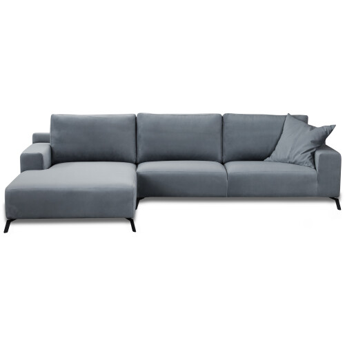 FIRAGO CORNER LEFT HAND SOFA GREY FABRIC VELVET 1