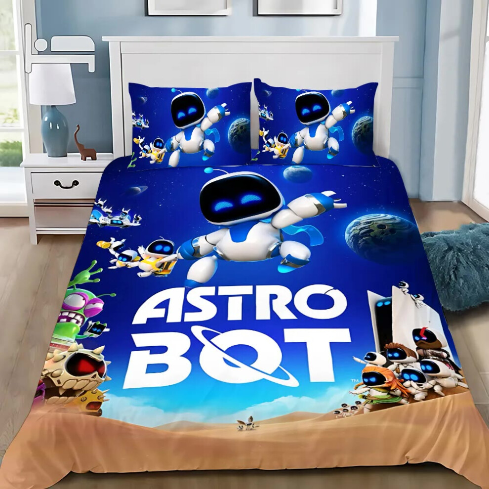 (SJT-173HJJ67A8, EU Single(135x200cm)) A-Astrobot Sleeping Square Duvet Cover Pillowcase Bedding Set Adult Boy Girl Bedroom Decoration Children Gift Single Double Size