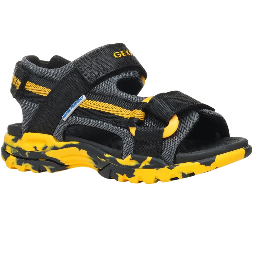 (13 UK Child, Black/Yellow) Geox Boys Borealis Sandals