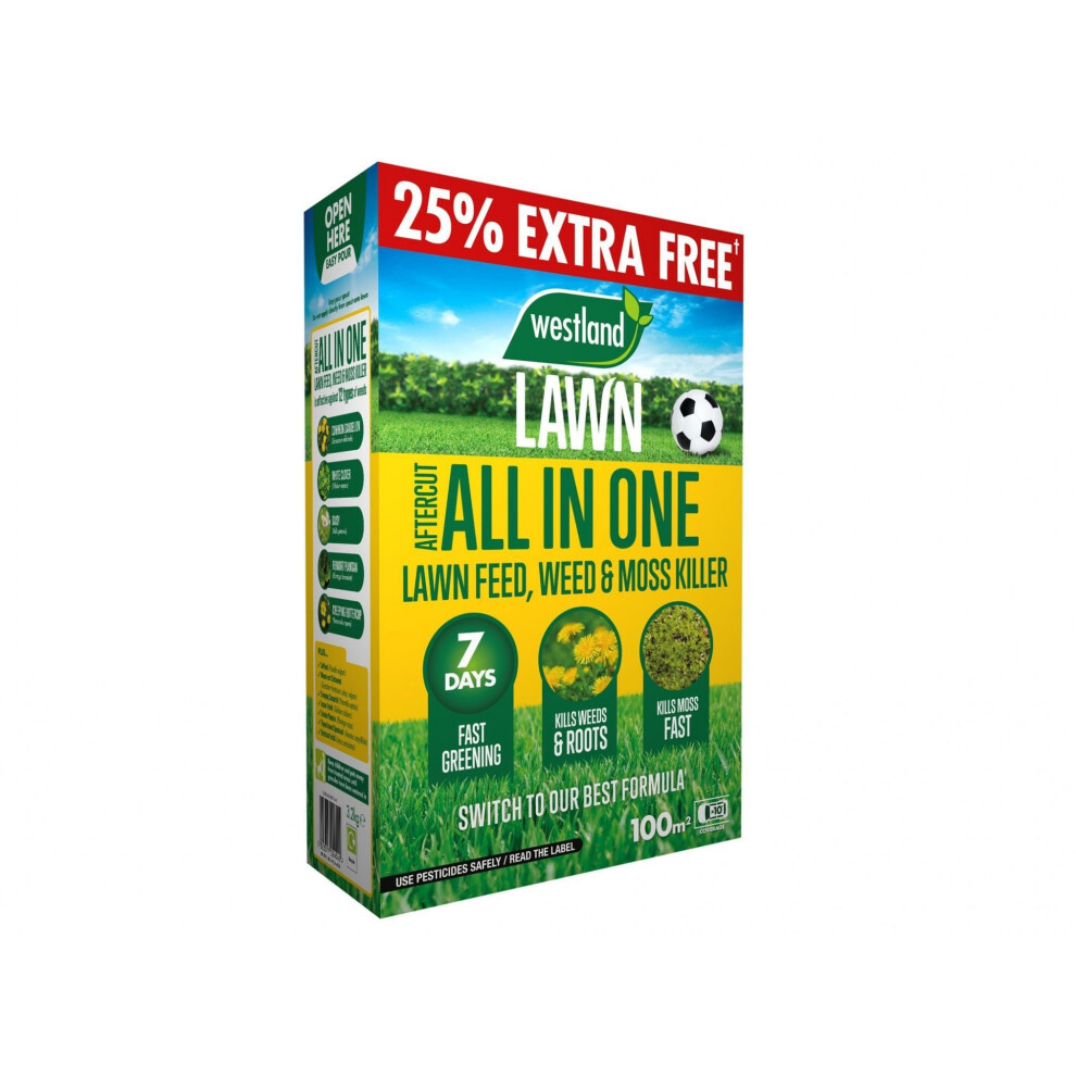 Westland Aftercut All In One Lawn Feed, Weed & Moss Killer 80m Box
