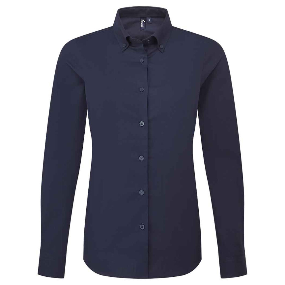 (5XL, Navy) Premier Womens/Ladies Supreme Oxford Long-Sleeved Formal Shirt