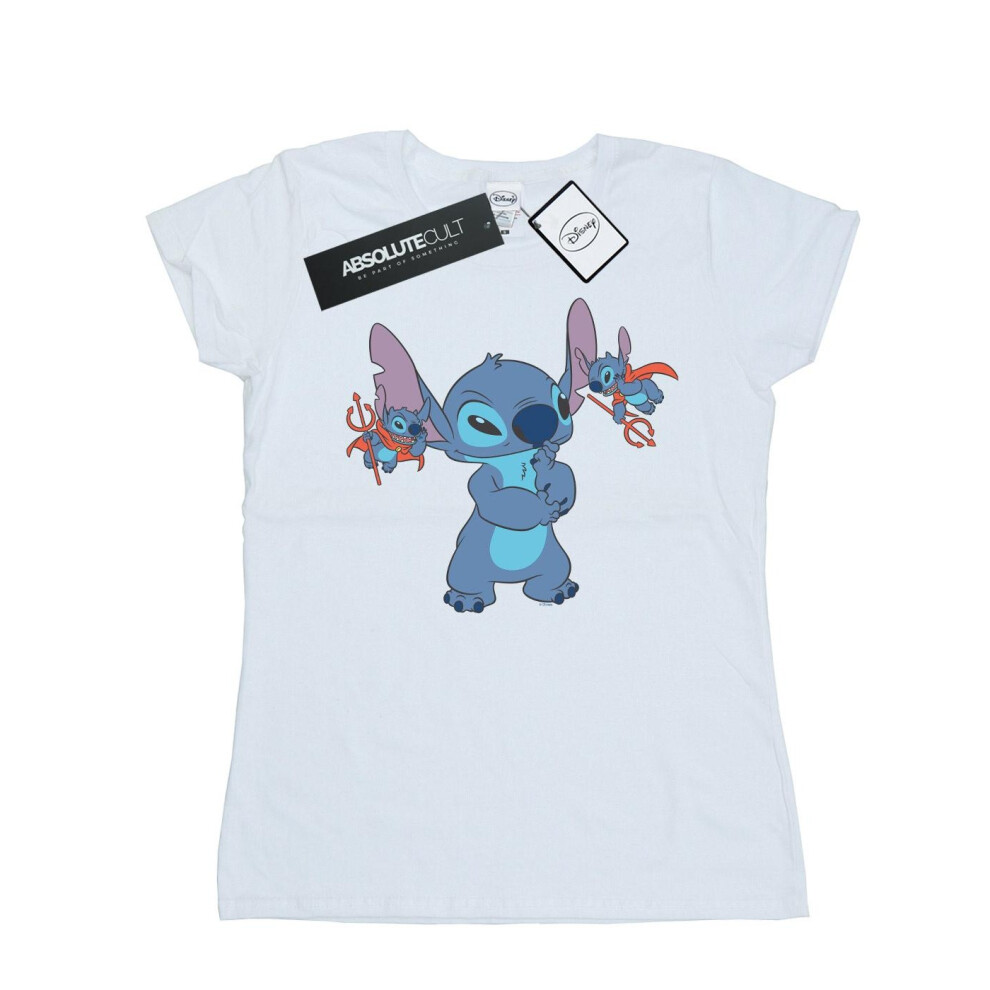 (S, White) Disney Womens/Ladies Lilo And Stitch Little Devils Cotton T-Shirt