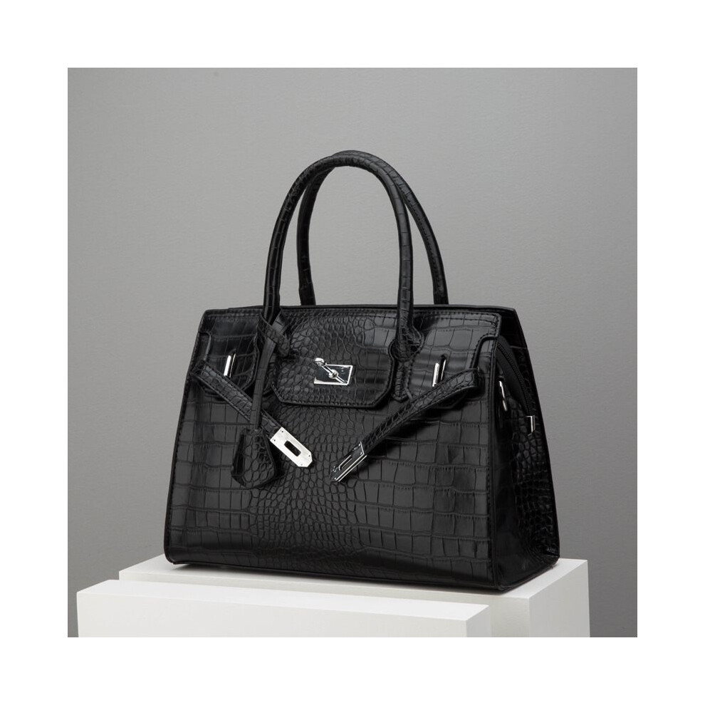 (Black)Sac à main femme chic rétro pu élégant platine grand sac à bandoulière bandoulière