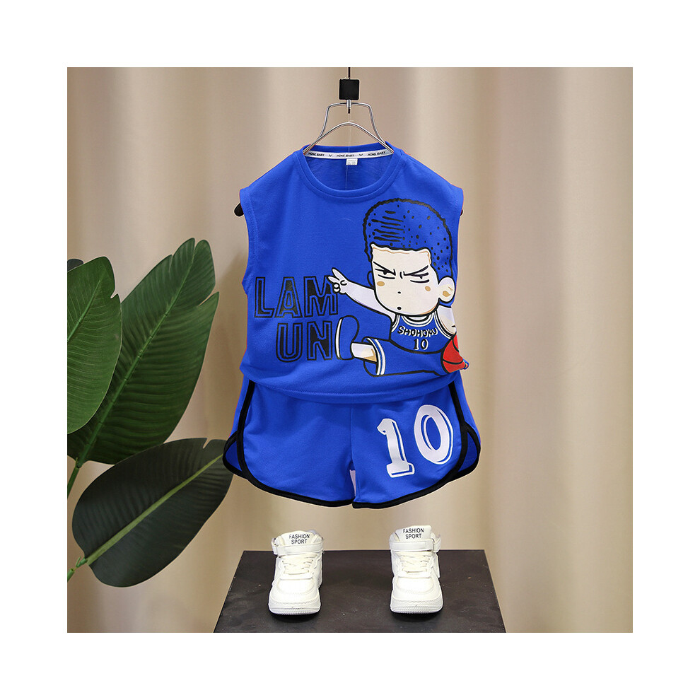 (Blue,120cm)Ensemble haut sans manches et short léger imprimé dessin animé vêtements de sport d'été vibrants pour garçons